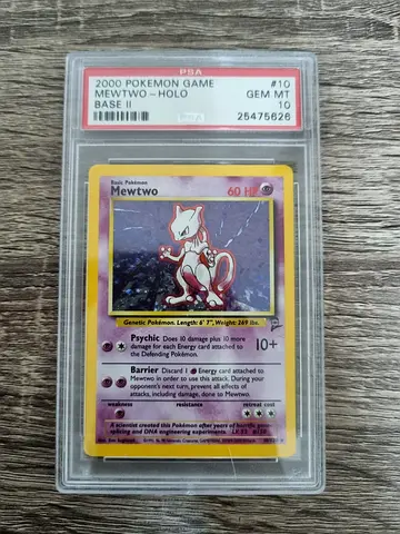 2000 Pokémon Base Set II Mewtwo Holo PSA 10 GEM MINT - Rare Collector Card