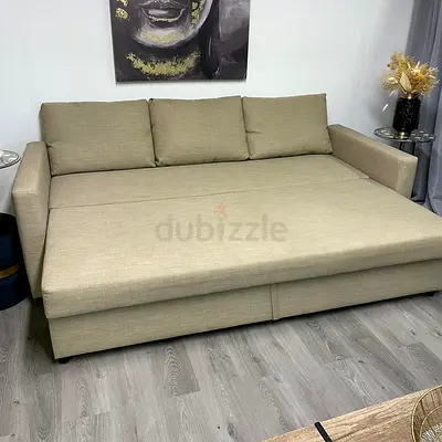 Beige Convertible Sofa Bed - Good Condition