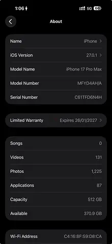 iPhone 17 Pro Max - 512GB,eSIM TDRA Good Condition, Unlocked
