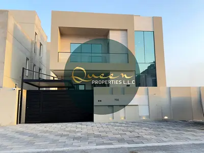 Luxury Villa for Sale in Al Helio 1 Ajman 5 Bedrooms 6 Bathrooms Maid Room Majlis 2 Living Areas Closed Kitchen G+2 Rooftop AED 2.1M Registration Incl