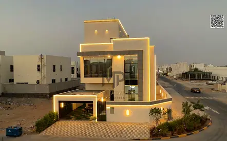 فيلا كورنر فاخرة للبيع في الحليو 2 – عجمان | أرضي + طابقين + روف | 5 غرف | تصميم معماري استثنائي