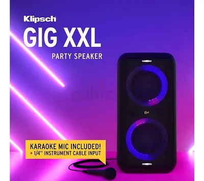 Klipsch GIG XXL Wireless Party Speaker with Karaoke Mic | RGB Light Show