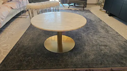 Round Marble Top Coffee Table with Gold Base , 80 cm diameter from home center