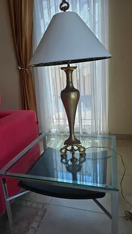 Brass-style Table Lamp with White Shade