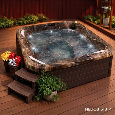 HELIOS 513L-P – Premium 5-Seater Hot Tub | 2 Loungers