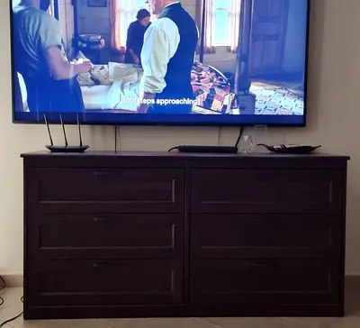 Dark wood 6-drawer dresser / media cabinet - good condition