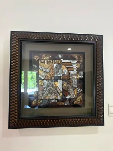 Framed Abstract Mixed-Media Wall Art (Square)