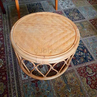 Round Rattan/Wicker/Cane Coffe Table/Side Table with Woven Top - Natural Finish. AED 150 Only!