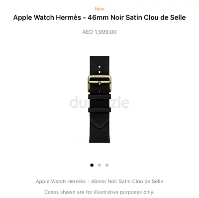 Apple Watch Hermès Band- 46mm Noir Satin Clou de Selle