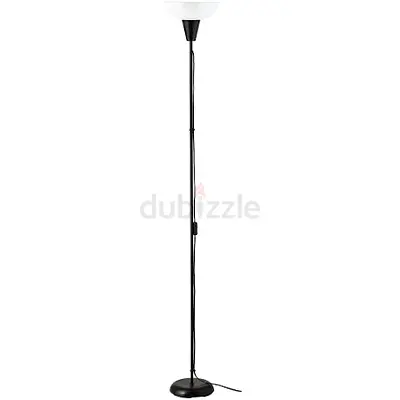IKEA Tall Black Floor Lamp with White Shade - Simple Torchiere Light