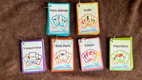 Flashcard - Fruits, Vegetables, Vehicles, Colours, Body Parts, Farm animals