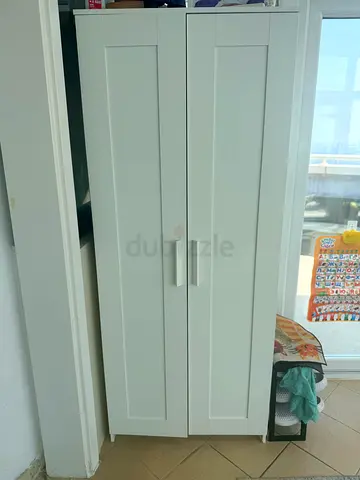 IKEA BRIMNES White 2-Door Wardrobe with Hanging Rail and Shelves