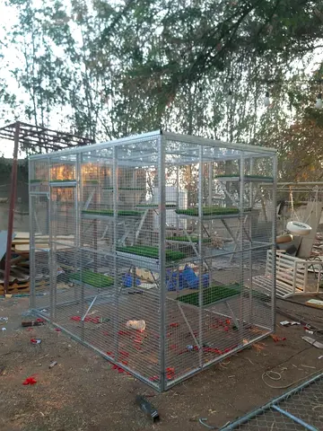 Large outdoor multi-level bird aviary / cage - sturdy metal frame