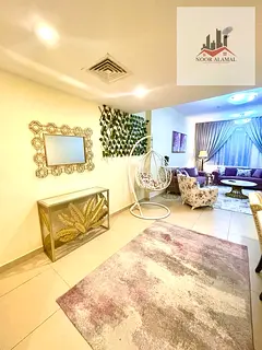 Sharjah, Al Mamzar: Apartment featuring 3 bedrooms, a living room, a kitchen, and 3 bathrooms, with