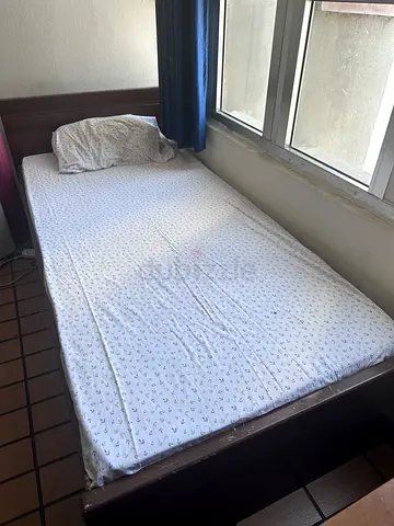 Single wooden bed frame with mattress - good condition