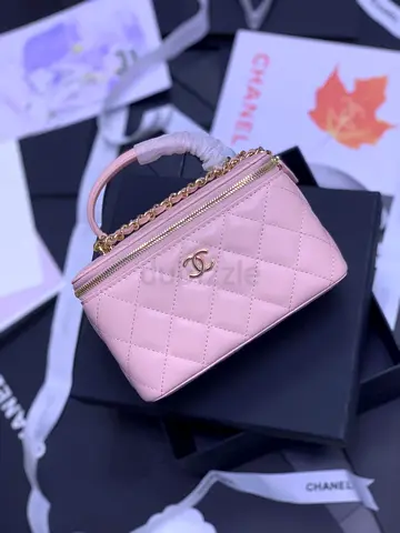 Light Pink Quilted Vanity Bag with Chain Handle (Chanel-style)