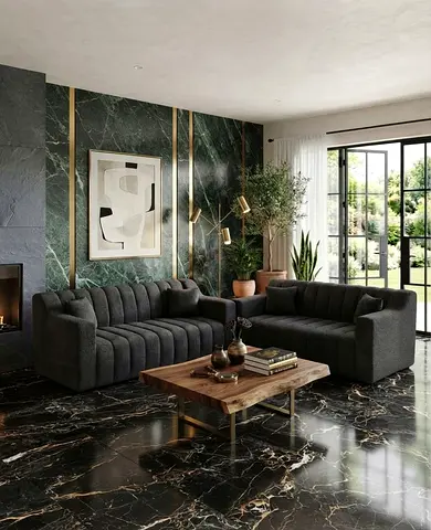 Black 6 seater Sofa Modern Chesterfield Style excellent