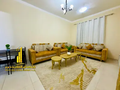 Luxury apartment, second occupancy, one bedroom, living room with open balcony. Ajman, Al Rawda 2. Fully furnished, for monthly rent.