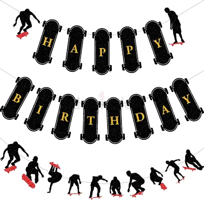 Skateboard Themed "Happy Birthday" Banner Party Decoration - UNUSED