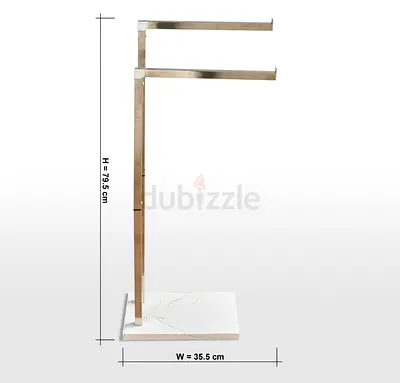 Modern Stainless Steel Double Arm Towel Stand on Marble Base