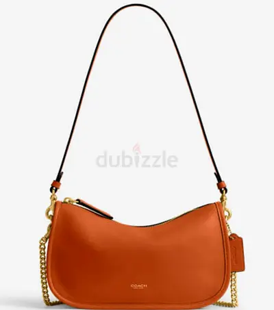 Coach Brown Leather Shoulder Bag with Chain Strap - Waverly Shoulder Bag