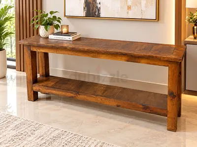 Pottery barn Solid Wood Console Table with Lower Shelf - Rustic Finish