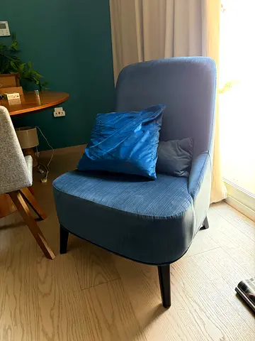 Single Modern Accent Chair in Blue, Good Used Condition