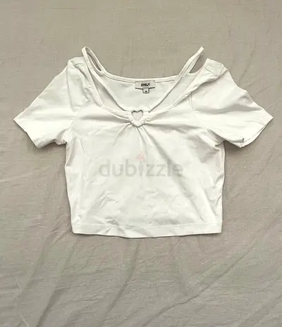 White Y2K heart detailed top