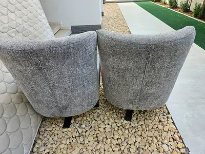 Pair of Grey Fabric Accent Chairs - Good Condition