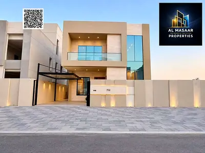Villa for sale on Sheikh Mohammed Bin Zayed Road, located on a main street near the park. It features two floors and a rooftop terrace. Freehold owner