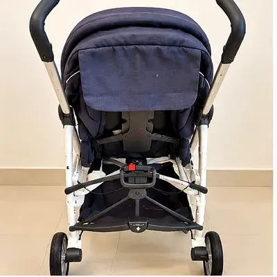 Well-kept baby pram stroller with bassinet - dark blue