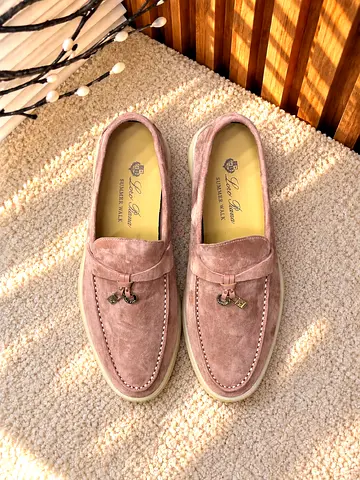 Light Pink Suede Loafers, Size Unknown - Gently Used
