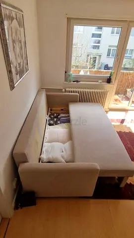 Light beige 3-seater sofa bed with storage - good condition
