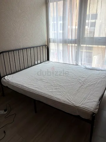IKEA Single metal bed frame with mattress - good condition