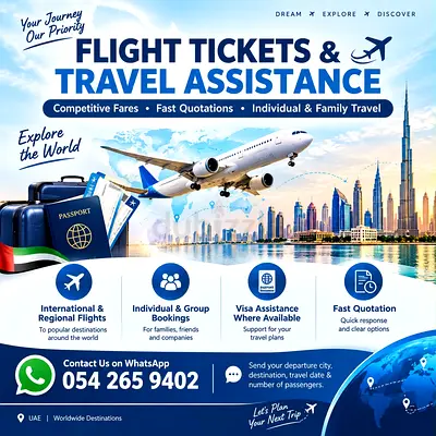 Flight Tickets & Travel Assistance – International and Regional Fares (Contact via WhatsApp)