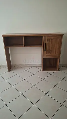 Compact wooden study desk with shelves - light oak finish
