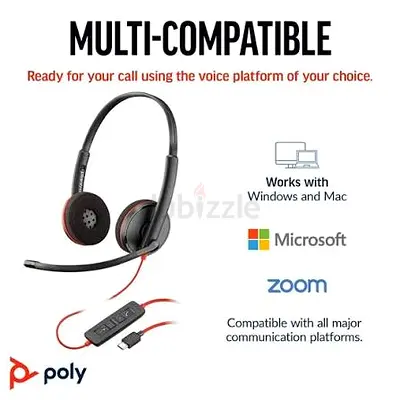 Poly (Plantronics) Wired USB Headset with Boom Mic — Multi-compatible, Windows/Mac/Zoom