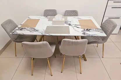 Golden Faux Marble 6 Chairs Dining Table - From Home Centre