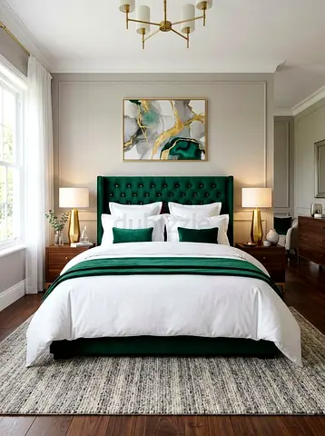 Dark green colour 180*200 king size Bed with tufted headboard