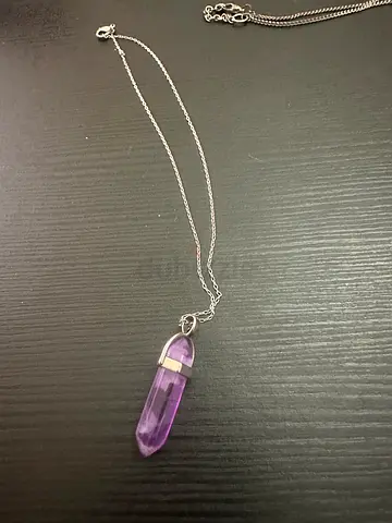 Handmade Amethyst Point Pendant Necklace on Silver Chain