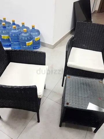 Set of 2 Outdoor Wicker Rattan Chairs - Black, Good Condition