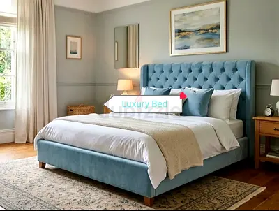 Brand New King Size Luxury Velvet Bed with Spring Mattress