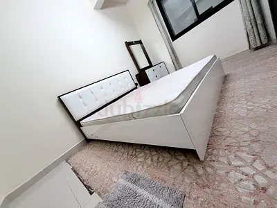 White wooden double bed frame with mattress - good condition