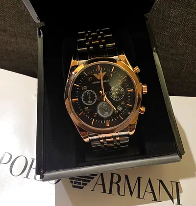 Emporio Armani Men Chronograph Watch – Silver & Rose Gold / Copper Gold