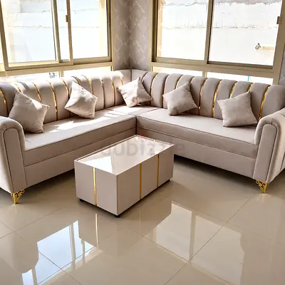 Get the brand new L shape sofa beige color a available