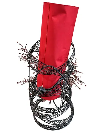 Wrought iron decorative umbrella/stand with floral vine design