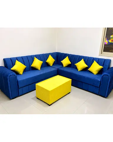 We are selling all the brand new L shape yellow and blue color sofa mix available