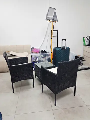 Set of 2 Outdoor Wicker Rattan Chairs - Black, Good Condition