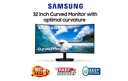 Samsung 32 Inch Curved Monitor - 75Hz Optimal Curvature 1000R - Excellent Condition, FREE DELIVERY