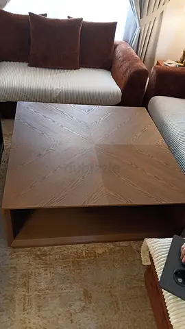 Solid wood square coffee table with storage — good condition